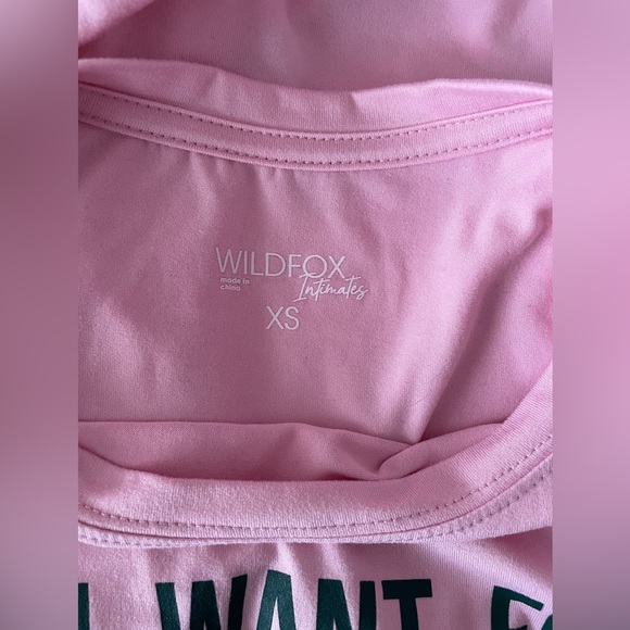 Wildfox Intimates PJ All I Want For Christmas Is Everything Top XS Pink Green - Picture 4 of 6